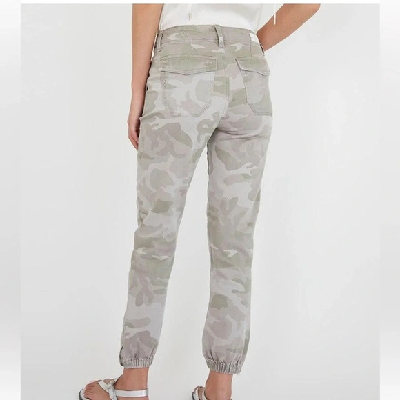Paige Mayslie Jogger Pants Ankle Zips Light Camo Denim - Size 26 - Picture 2 of 9
